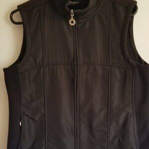 Women's E Studio Nylon & Fleece Black Vest Full Front Zip 2 Front Zip Pockets